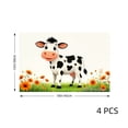 thumbnail image 4 of Joocar Cartoon Cow With Flowers Design Linen Table Mats Set Of 4 For Home Kitchen Table Decor 12x18 inch, 4 of 5