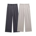 thumbnail image 2 of HH TRAF 2024 Pantalones holgados informales con cintura elástica para mujer, pantalones de pierna ancha y cintura alta con bolsillos laterales sólidos a la moda para mujer, ropa de calle, 2 of 5