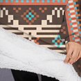 thumbnail image 3 of Oversized Wearable Blanket Hoodie,Boho Blue Pixel Ethnic Pattern Sherpa Blanket Hoodie with Super Pockets,Super Warm Fuzzy Pullover for Women & Men, 3 of 6