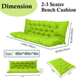 thumbnail image 3 of SDJPOI Porch Swing Replacement Cushion, 4" Thick Waterproof 2-3 Seater Bench Cushion with Backrest, Outdoor Swing Cushions for Outdoor Furniture（Grass Green,40*40in）, 3 of 7
