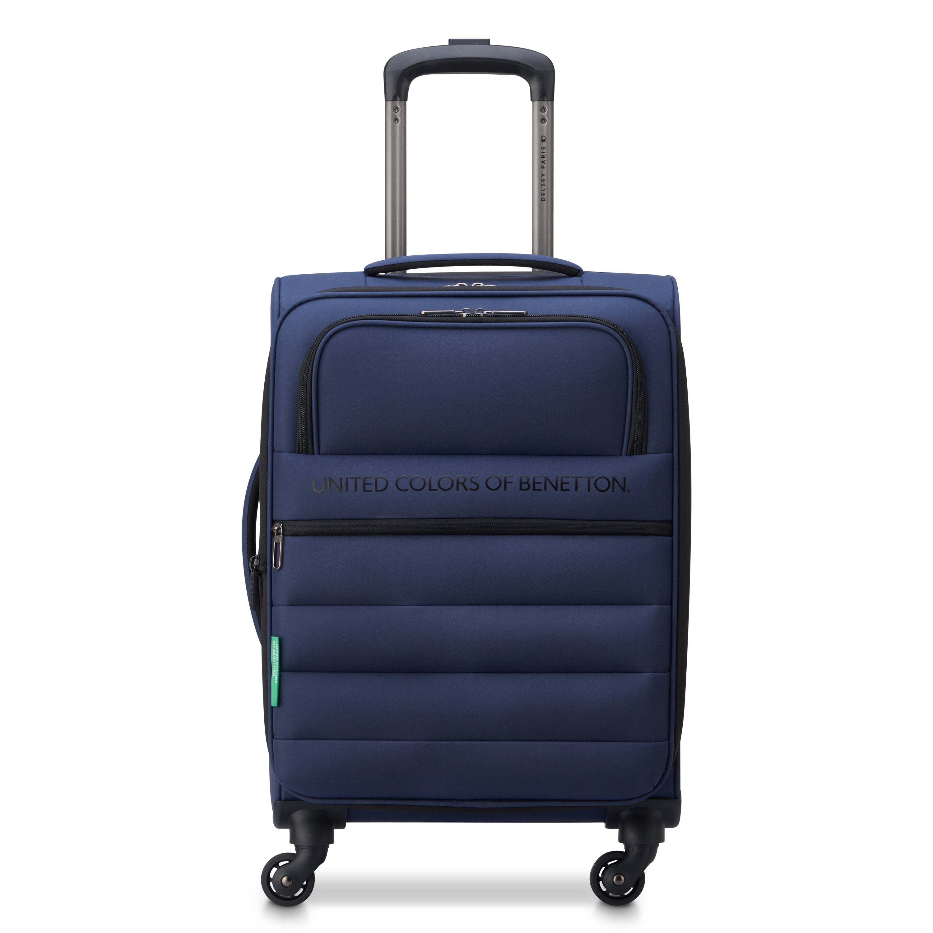 United Colors of Benetton x Delsey Paris Ribbed Softside 20" Carry-on Expandable Spinner Luggage, Navy