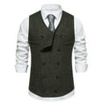 thumbnail image 2 of IROINNID Formal Suit Vest for Men Retro Single-breasted Versatile Waistcoat with Pocket Business Vest,Army Green, 2 of 9