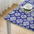 thumbnail image 4 of HAOXIT  Navy Blue Tablecloth, Portuguese Tile Design Traditional Azulejo Retro Style Mosaic, Rectangle Satin Table Cover Accent for Dining Room and Kitchen 54''x54'', 4 of 7