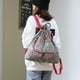 thumbnail image 4 of Mochila con cordón para mujer, mochila de tela de nailon estampada, plegable, con bolsillo con lazo y flores, para mujer, 4 of 6