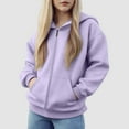 thumbnail image 2 of TOWED22 Girls Zip Up Hoodie Kids Fashion Oversized Long Sleeve Sweatshirt Jacket with Pockets(Light Purple,5-6 Years), 2 of 6