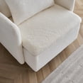 thumbnail image 4 of Teddy Fabric Accent Chair, Upholstered Single Sofa Chair with Pillow, Furry Armchair with Slim Armrest and Padded Cushions, Reading Chair Club Chair for Living Room Bedroom Office, White, 4 of 7