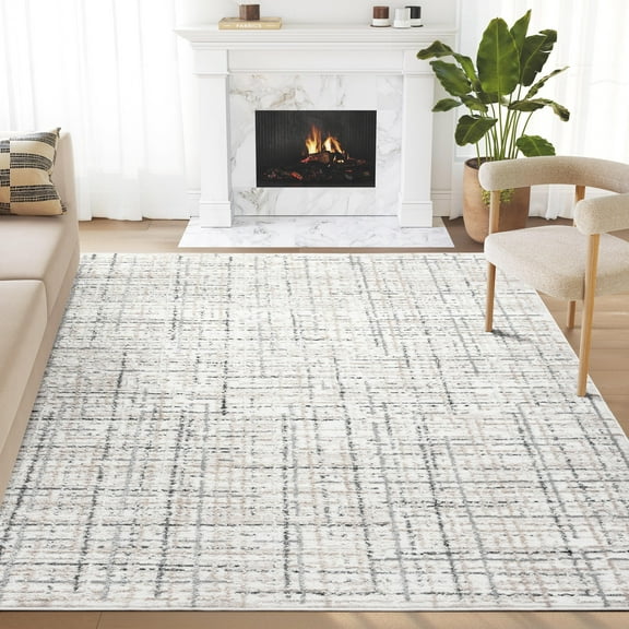 Abani Viva Collection Area Rug Mid Century Modern Bedroom Living Room Decor Floor Rug 5 x 8 Gray