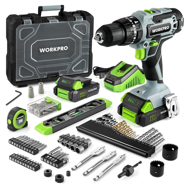 Juego de destornilladores inalámbricos WORKPRO de 20 V como máximo con 102 accesorios