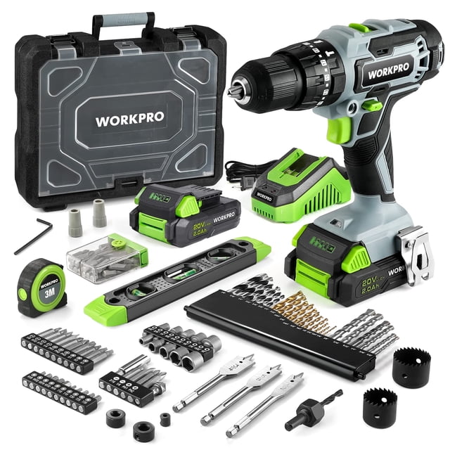 Juego de destornilladores inalámbricos WORKPRO de 20 V como máximo con 102 accesorios