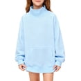 thumbnail image 2 of LNMQLPDBS Girls High Neck Sweatshirt with Front Pocket Casual Warm Long Sleeve Pullover Tops for Kids Tween Daily Wear Outgoing School Basic Solid Sweatshirt for Fall Winter, 2 of 7