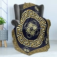 thumbnail image 4 of Greek Key Soft Flannel Fleece Throw Blanket, Meander Spring Inspired Floral Detail Rich and Retro Entangled Maze, Cozy Plush for Indoor and Outdoor Use, 50" x 70", Dark Blue Yellow, by Ambesonne, 4 of 5