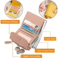 thumbnail image 4 of Leather Small Wallet Simple Bifold Wallet Zipper Pocket Cash Card Holder Coin Purse (Yellow), 4 of 5