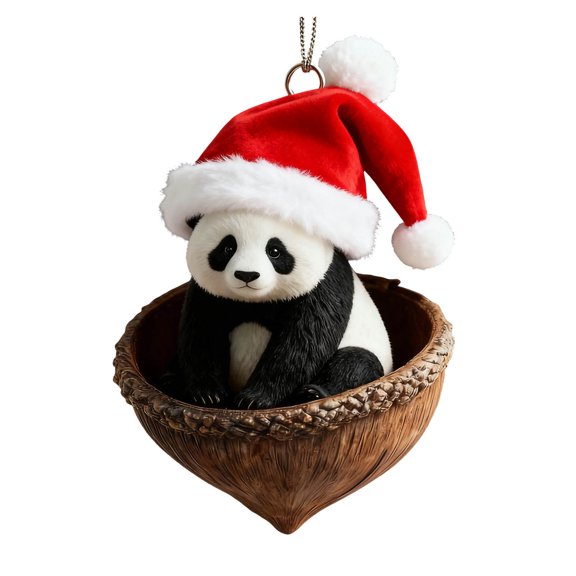 Beautynvta Forest Animal Acorn Ornaments, 3.15'' Forest Animal with Hat in Acorn Ornaments for Christmas Tree, Personalized Acrylic Hanging Ornament, Gifts for Animals Lovers