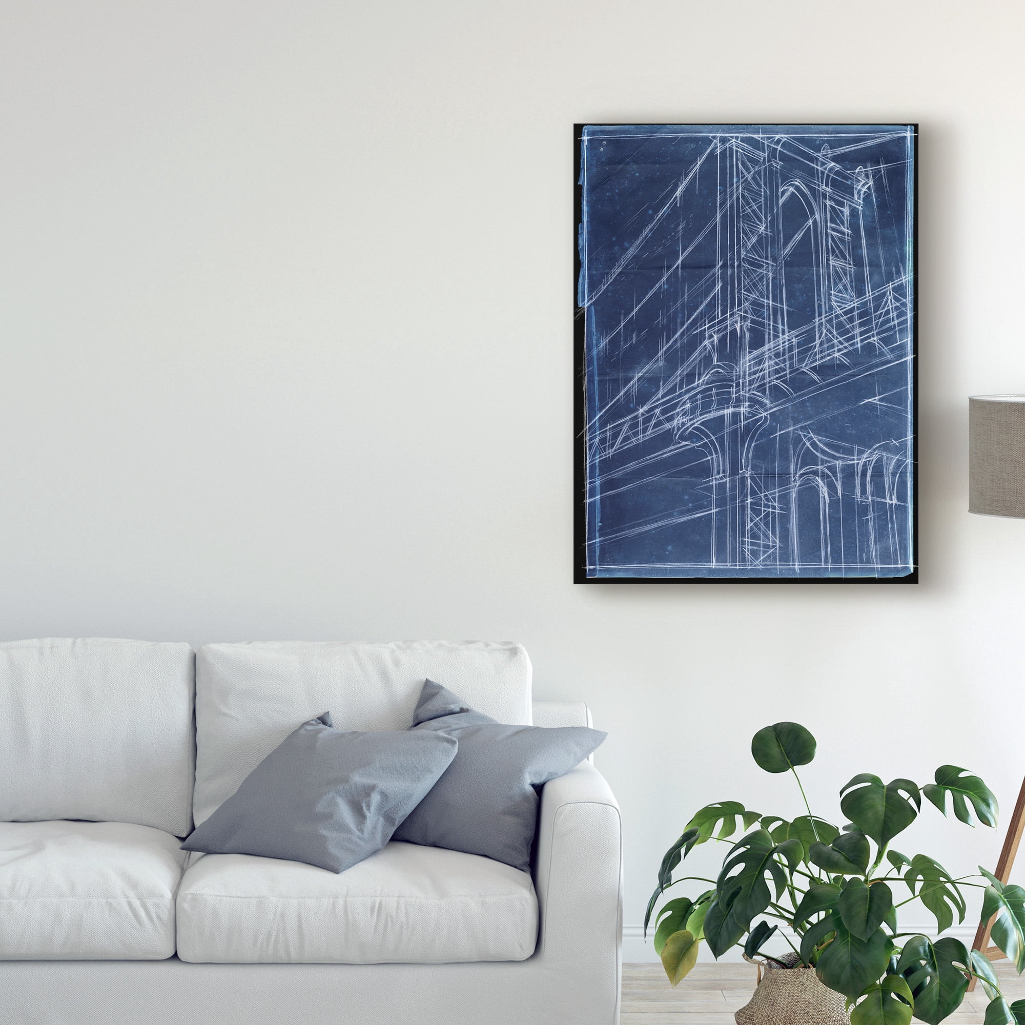 Trademark Fine Art 'Bridge Blueprint I' Canvas Art by Ethan Harper
