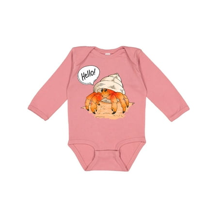 

Inktastic Summer Hello Cute Hermit Crab Gift Baby Boy or Baby Girl Long Sleeve Bodysuit