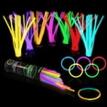 thumbnail image 1 of 100 Glow Sticks Bulk Party Supplies - Glow in The Dark Fun Party Pack with 8" Glowsticks and Connectors for Bracelets and Necklaces for Kids and Adults, 1 of 7