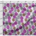thumbnail image 2 of Soimoi Leaves Printed, Cotton Fleece, Fabric by The Yard Sewing DIY Stretch Fabric 56 Inches Wide, WarmFabric for Hats, Coats, Gloves, Blankets, Purple & White, 2 of 5
