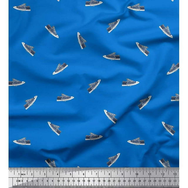 Soimoi Modal Satin Fabric Shoes Men Print Fabric by Yard 42 Inch Wide