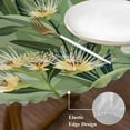 thumbnail image 5 of Green Summer Botanical Fitted Tablecloth with Elastic Edged, Round Table Cloth for Dining Table, Yellow Spring Floral Waterproof Oil Proof Table Cover for Indoor Outdoor 45"-54", 5 of 9