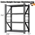 thumbnail image 2 of 5 Sets Heavy Duty Garage Shelving,73"H 3000LBS Load Capacity Metal Garage Storage Shelves Adjustable Industrial Shelving Unit for Garage,Warsehouse,Workshop, 2 of 6