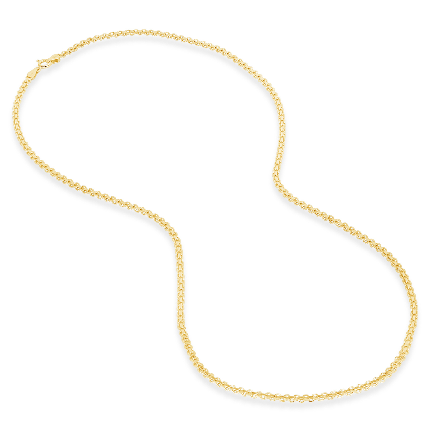 18k Gold Over Sterling Silver 3MM Bismark Chain Necklace 20 Inches