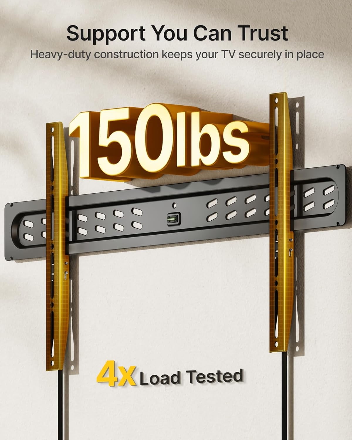 monTEK Ultra Slim Fixed TV Wall Mount for 43–95" Flat & Curved TVs, 0.95" Low Profile, Supports 150 lb, VESA 200x200–800x400, Fits 16"/18"/24" Studs