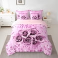 thumbnail image 3 of Feelyou 3D Pink Rose Twin Bedding Sets 7-Piece for Couple, Romantic Valentine's Day Bedding Comforter Set, Glitter Fashion Diamond Reversible Sheet Sets, Super Cozy Room Decor, 3 of 9