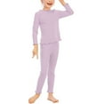 thumbnail image 5 of Lenpel Thermal Underwear Set for Toddler Girls Soft Warm Ruffle Long Sleeve Base Layer Top Bottoms 2 Pcs Clothing Set, 5 of 7