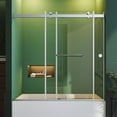 thumbnail image 2 of Bathtub Sliding Door, 60"W x 56"H Tub Shower Door, Bathtub Door, Bathtub Glass Door, Bathtub Double Sliding Door 5/16" Tempered Glass with Explosion-Proof Film Stainless Steel Brushed Silver, 2 of 9