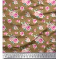 thumbnail image 2 of Soimoi Rayon Fabric Leaves & Camellias Floral Decor Fabric Printed Yard 56 Inch Wide, 2 of 3