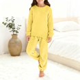 thumbnail image 4 of newwalpole Girls Pants Sets Two Pieces Kids Comfy Lightweight Long Sleeve Fleece Sets with Pockets Yellow for Size 5-6 Years, 4 of 6