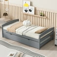 thumbnail image 2 of EUROCO Twin Size Platform Bed Frame with Trundle, Low Profile Easy Assembly Daybed for Kids Teens Bedroom, Gray, 2 of 11