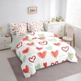 thumbnail image 3 of Manfei Love Heart Child Bedding Comforter Set 7pcs, Red Green Cartoon Queen Bedding Sets, Good Time Reversible Queen Sheet Sets, Ultra Soft Home Decor, 3 of 7