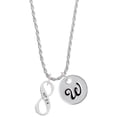 thumbnail image 1 of Delight Jewelry Silvertone Matthew 5:4 Infinity Sign Silvertone Script Initial Disc - W - Charm Necklace, 20"+3", 1 of 4