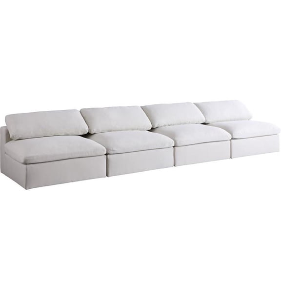 Meridian Furniture Serene Deluxe Cream Linen Fabric Modular Armless Sofa