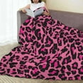 thumbnail image 4 of Leopard Print Fleece Blanket Flannel Warm Fuzzy Cozy Super Soft Throw Blankets for Couch Sofa Chair Car Camp Bed Queen Decor (, Pink) Pink, 4 of 7