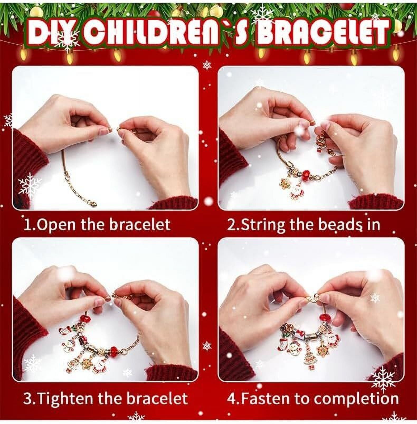 24 Days Christmas Advent Calendar Jewelry Making Kit, DIY Craft Set with Charms, Beads, Bracelet for Kids, Teens, Women