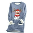 thumbnail image 1 of WEAIXIMIUNG Sweatshirts Courts pour Femmes Grande Taille Pull Thermique à Manches Longues Col Rond avec Poche, 1 of 5