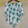 thumbnail image 6 of HongQid Women's Off Shoulder Top Floral Long Sleeve Blouse Casual Loose Shirts, 6 of 7