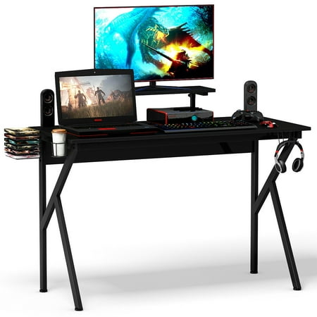 Gymax Gaming Desk Computer Desk PC Table Workstation with Cup Holder &amp; Headphone Hook