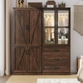 thumbnail image 2 of 6 Door Armoire Wardrobe Closet for Bedroom with LED Lights & 3 Drawers, Farmhouse Closet Storage Cabinet Wardrobe Set with Hanging Rods, 2 of 10