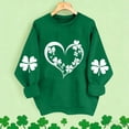 thumbnail image 2 of Xdegoge Women's Long Sleeve Crewneck Sweater with Glitter Clover Print, Festive St. Patrick's Day Graphic Pullover for Holiday Celebrations, 2 of 5