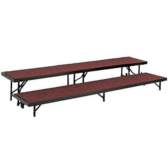 National Public Seating RT2LC-40 2 Level Tapered Standing Choral Riser, Red Carpet - 18 x 96 in. Platform