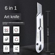 AIRAJ 3Pcs Stainless Steel Telescopic Art Knife, 6-in-1 Multifunctional Wallpaper Knife, Foldable Blade, Not Easy to Rust, Durable, Industrial Grade Large Thickened Knife