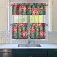 thumbnail image 3 of Kitchen Curtains and Valance Set 24 Inch Tier Pioneer Colorful Floral Curtains Small Drapes for Cafe Living Room Bathroom Farmhouse 3 Pieces Set Rod Pocket, 3 of 6