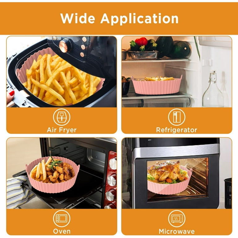 WILLED 2 Pack Foldable Silicone Air Fryer Liner 8.5inch Reusable Air Fryer  Silicone Basket Round Easy Cleaning Air fryers Silicone Pot for 5 Qt or  Bigger for Air fryer Oven Accessories 