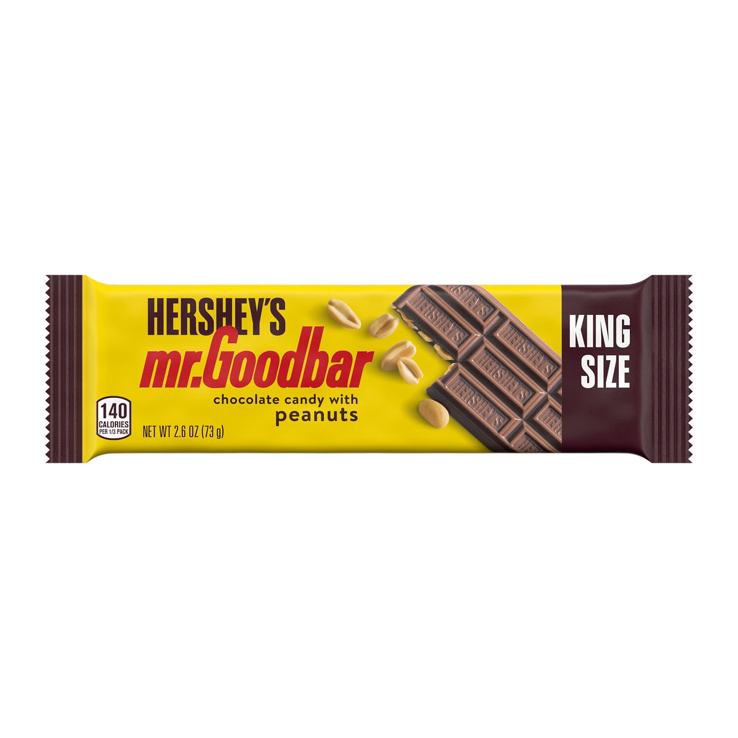 Hershey's Mr. Goodbar Chocolate with Peanuts King Size Candy, Bar 2.6 oz