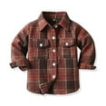 thumbnail image 2 of KPOPLK Toddler Big Boys Plaid Button Jackets Kids Flannel Checked Tartan Tops Fall Winter Outcoats(3-6 Months,Brick Red), 2 of 2
