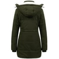thumbnail image 2 of Chrisuno Women's Padded Heavy Coat Puffy Jacket Medium Length Winter Jacket With Hood Warm Bubble Coat Army Green L, 2 of 5