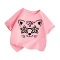 thumbnail image 3 of Girls Shirts Kid Leisure Graphic Round Neck Short Sleeve Tee Summer Casual Wear Girls' Tops, Tees Pink 9 Years-10 Years, 3 of 5